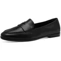 Slipper TAMARIS, Damen, Gr. 39, schwarz, Leder, unifarben, klassisch, Schuhe, Blockabsatz, Businessschuh, mit klassischem Zierriegel