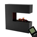 GLOW FIRE Wasserdampf Kamin Schiller (Standkamin) - Elektrokamin mit realistischen LED 3D-Flammen, Knistereffekt & Fernbedienung, 120x120x37 cm - Opti-Myst 500 Elektro Kamin mit Holz-Deko, Schwarz