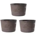 Jinfa Pflanzkübel aus Kunststoff Miniteich Weinfassoptik Blumenöpfe, 1, 3, 6 Stück (3 St)