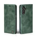 LBH Handyhülle für Samsung Galaxy A15 in Grün mit Karten- und Geldfach Smartphone Hülle mit Standfunktion Flip Case Schutzhülle Magnetverschluss Vintage