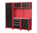 Werkstatteinrichtung Werkzeugschrank inkl. Lochwand schwarz/rot 264x46x198cm