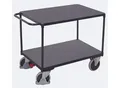 Schwerer Tischwagen, Stahl/MDF-Platte, Anthrazitgrau/Dunkelgrau, 2 Etagen, L 850 x B 500 mm, TPE-Rollen mit EasySTOP, bis 400 kg