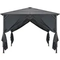 vidaXL Gartenpavillon mit Vorhang Aluminium 3x3 m Schwarz