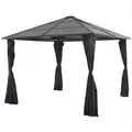 Garten Pavillon Gartenzelt Mit Vorhang Aluminium 3x3 M Schwarz