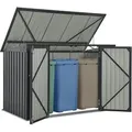 Juskys 3er Mülltonnenbox Namur 3 x 120 Liter Tonnen - 2 m2 - 2 große Türen - Metall Mülltonnenverkleidung Müllbox Müllhaus Aufbewahrungsbox - Grau