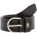 Tommy Hilfiger Ledergürtel ESSENTIAL EFFORTLESS 3.5 cm breit Ovale Einfachdornschließe, Logoemblem schwarz 75