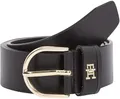 Tommy Hilfiger Damen Gürtel Essential Effortless 3,5 cm mit Dornschließe, Schwarz (Black), 75 cm