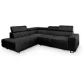 ECKSOFA NOLA L-S Schwarz Velours-Stoff mit Schlaffunktion