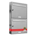 AL Briefkastensysteme 2er Briefkastenanlage Edelstahl, Premium Doppel-Briefkasten DIN A4, 2 Fach Postkasten modern Aufputz