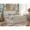 MKS MÖBEL Boxspringbett LUKA KING (King Doppelbett, Bonell Matratzen, Multipocket Matratzen, Topper T25, T30-Schaum), Polsterbett mit Bettkasten und fünf Matratzen beige 160 cm x 208 cm x 63 cm