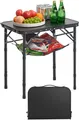 VEVOR Klapptisch Buffettisch tragbarer Allzwecktisch 60 x 40 cm, höhenverstellbarer Tisch (für 2-4 Personen) mit Tragegriff, Gartentisch Campingtisch für Partys Picknick Camping Grillen, Schwarz