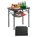 VEVOR Klapptisch Buffettisch tragbarer Allzwecktisch 60 x 40 cm, höhenverstellbarer Tisch (für 2-4 Personen) mit Tragegriff, Gartentisch Campingtisch für Partys Picknick Camping Grillen, Schwarz