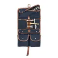 DRAKENSBERG Kulturbeutel 'Sid' zum Aufhängen, Herren, Damen, Faltbare rollbare Kulturtasche, Canvas, Leder, wasserabweisend - Marine-Blau, DR00196
