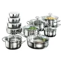 Karcher Topfset Jasmin (Edelstahl, 20-teilig, inkl. Glasdeckel und Edelstahl Schüssel Set, Induktion) - Silber