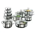 Karcher Topfset Jasmin (Edelstahl, 20-teilig, inkl. Glasdeckel und Edelstahl Schüssel Set, Induktion)