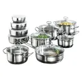 Karcher Topfset Jasmin 20-teilig | Edelstahl Kochtopf Set Induktion inkl. Glasdeckel | Töpfe & Pfanne spülmaschinenfest & backofenfest | Kochgeschirr für alle Herdarten mit Edelstahlschüsseln