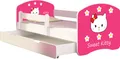 ACMA Jugendbett Kinderbett Junior-Bett Komplett-Set mit Matratze Lattenrost und Rausfallschutz Weiß 16 Sweet Kitty 2 140x70 + Bettkasten