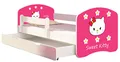 Kinderbett Jugendbett mit einer Schublade und Matratze Weiß ACMA II 140 160 180 40 Design (140x70 cm + Bettkasten, 16 Sweet Kitty 2)