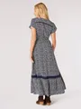 Apricot Maxikleid Damen Viskose blau gemustert, 36 785174-0002-00360