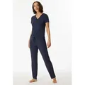 Schiesser Pyjamahose Mix + Relax Single Jersey Qualität, bequem, Satin-Bindeband blau 36