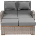 Gardenson Loungegarnitur, Grau, Holz, Metall, Textil, Teakholz, 117x93x74 cm, Fsc, Tisch klappbar, Rückenlehne umklappbar, Loungemöbel, Gartenlounge-Sets
