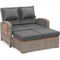 greemotion Gartensofa 2 Sitzer Rattan Bahia Tobago | Grau-Beige inkl. Auflag