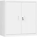 Woltu Aktenschrank, Weiß, Metall, 1 Fächer, Rechteckig, 90x92x40 cm, Arbeitszimmer, Aktenschränke