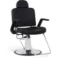 Friseurstuhl Mit Kopfstütze, Friseurstühle Mit Hydraulikpumpe 360° Drehbar, Friseureinrichtung Höhenverstellbar, Barber Stuhl Pvc Kunstleder, 8817 (schwarz) - Barberpub