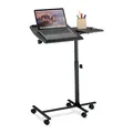 Relaxdays Laptoptisch, höhenverstellbar, mit Rollen, neigbare Tischplatte, PC Tisch, HxBxT: 65–85 x 61 x 40 cm, schwarz