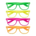 Relaxdays Partybrille 4er Set - Lustige Neonbrillen für Fasching &
