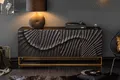 riess-ambiente Sideboard SCORPION 180cm schwarz / gold · Anrichte aus Mango-Massivholz, Metall-Gestell · Kommode mit 4 Fächern · 3D Schnitzereien · Wohnzimmer, schwarz