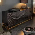 Massives Sideboard SCORPION 177cm Schwarz Mangoholz 3D Schnitzereien Kommode