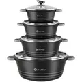 HOMELUX 8-teilig Topfset Induktionstöpfe Kochtopfset Mit Glasdeckel-Antihaftbeschichtung-20/24/28/32cm Aluminium Topfset - Schwarz