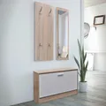 3-teiliger Schuhschrank aus Holz Eichen-Farben und Weiß