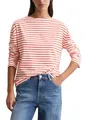 Marc OߴPolo Denim Damen Langarmshirt mit U-Boot-Ausschnitt gestreift, Rot (Light Red Multi 01), S