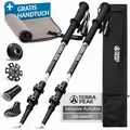 Terra Peak Wanderstöcke Teleskop Carbon ausziehbar, Ultra-leicht - Trekkingstöcke & Nordic Walking Stöcke verstellbar Damen & Herren mit Gummipuffer - Kork-Griff Alpin-Wander-Stock & Hiking Poles