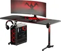 Diablo X-Mate 1600 Gaming Tisch Schreibtisch PC Computertisch Ergonomisch Carbon Tischplatte Kopfhörerhaken Getränkehalter (160 x 75 x 75 cm) Farbe: Schwarz