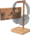 Kopfhörer Ständer aus Bambus, Kopfhörer Halter mit Smartphone Ständer, Headset Ständer mit Ablage, Headphone Stand aus Holz