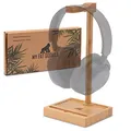 MY FAT GORILLA Headset Halterung Bambus – Kopfhörer Ständer Holz Halterung 12,5x12,5x22 cm– Kopfhörerständer Kopfhörerhalter Headset Halter | Ordnung & Stil auf dem Schreibtisch (Naturfarbe)