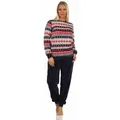 Normann Pyjama Damen Schlafanzug langarm im Norwegerlook aus Coralfleece rot 36/38