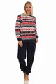 NORMANN-Wäschefabrik Toller Damen Schlafanzug Pyjama Langarm im Norwegerlook aus Coralfleece - 202 201 267 959, Farbe:rot, Größe:36/38