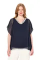 Ulla Popken Damen Chiffonbluse mit Beschmückung Bluse, Marine, 58-60