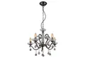 GLOBO LIGHTING Kronleuchter CAMILA, Ø 50 x H 120 cm, 5-flammig, Chromfarben, ohne Leuchtmittel, Schwarz, Transparent, Metall, Kristallbehang aus Glas