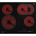 KKT KOLBE Kochfeld Autark Glaskeramik 60 cm | 6,6 kW | 4 Zonen | 9 Stufen | Bräterzone | Dualkochzone | Rahmenlos | Touch Slider | Abschalt-Timer ... - Schwarz