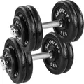 Movit® Kurzhanteln Set - 50 kg, Gusseisen, Ø31mm, Hantelscheiben, 5/1,25 kg, Sternverschluss, Gerändelt, Verstellbar, Schwarz - Hantelset, Kurzhantel