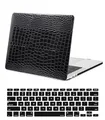 Hülle Kompatibel mit Neues MacBook Pro 15 Zoll 2019 2018 2017 2016 Freisetzung A1990 A1707 mit Touch Bar and Touch ID, Schützendes Leder Hartschale Snap Case & Tastaturabdeckung, Schwarz Texturiert