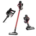 CLEANmaxx kabelloser Akku-Zyklon-Staubsauger | Leistungsstarker Handstaubsauger inkl. 800 ml beutellosem Staubbehälter | Bodensauger mit Edelstahl- & HEPA-Filter | Mit elektr. Bodendüse & LED-Licht