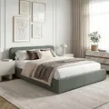 IDIMEX Polsterbett MARINI Doppelbett 140x200 cm in grün - Bett gepolstert mit Lattenrost, modernes Design & stabiles Holzgestell mit Kunststofffüßen