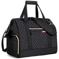 Lekesky Reisetasche Damen, Weekender Damen Klein mit Schuhfach, Großes Öffnungsdesign, 33L Kliniktasche Geburt für Reisen, Airline, Arbeit, Strand oder Freizeit (Schwarz Gesteppt)