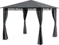Blumfeldt Mondo - Pergola Partyzelt Gartenzelt Gazebo, Größe: 2,95 x 2,6 x 2,95 m (BxHxT), 4 Seitenteile, EasyMount Concept, Witterungsschutz: UV / Wind / Regen, dunkelgrau